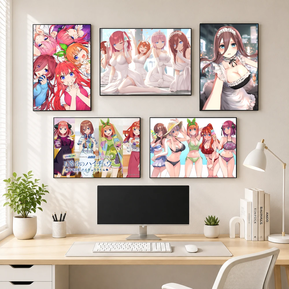 Poster A3 Nakano Miku Anime Manga Gotoubun Nhà Có 5 Nàng Dâu Bền Đẹp Có Cán Màng Bóng Bề Mặt