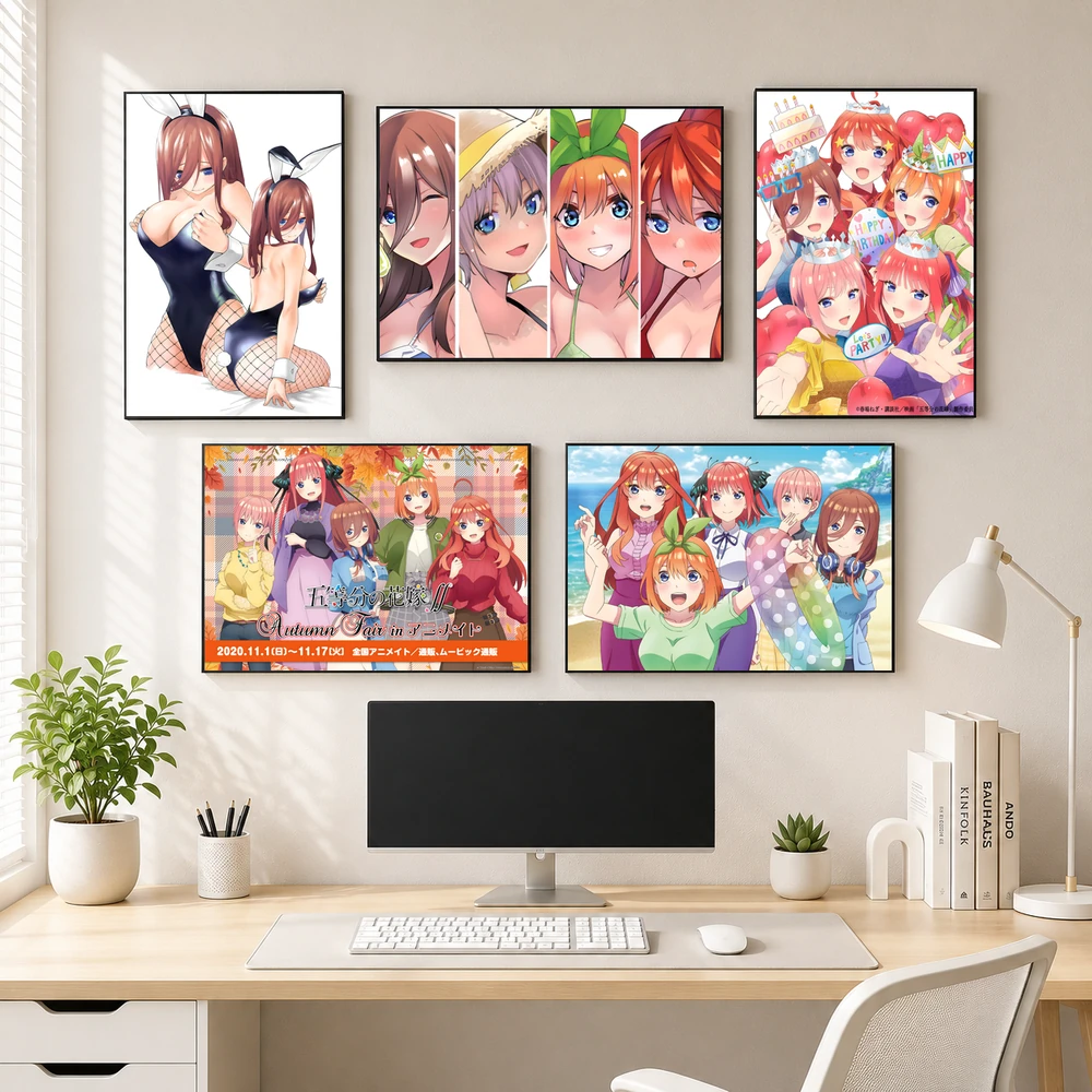 Poster A3 Nakano Miku Anime Manga Gotoubun Nhà Có 5 Nàng Dâu Bền Đẹp Có Cán Màng Bóng Bề Mặt