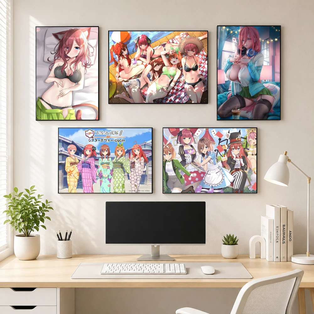 Poster A3 Nakano Miku Anime Manga Gotoubun Nhà Có 5 Nàng Dâu Bền Đẹp Có Cán Màng Bóng Bề Mặt