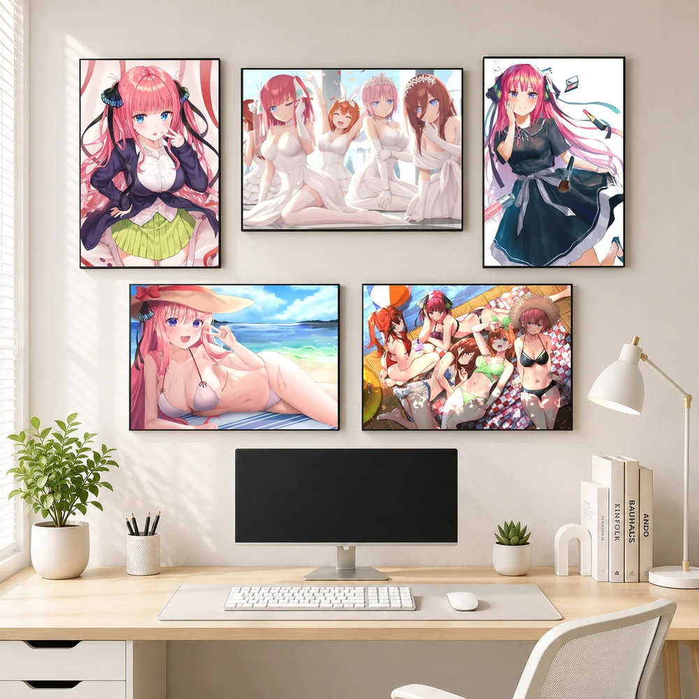 Poster A3 Nakano Nino Anime Manga Gotoubun Nhà Có 5 Nàng Dâu Bền Đẹp Có Cán Màng Bóng Bề Mặt