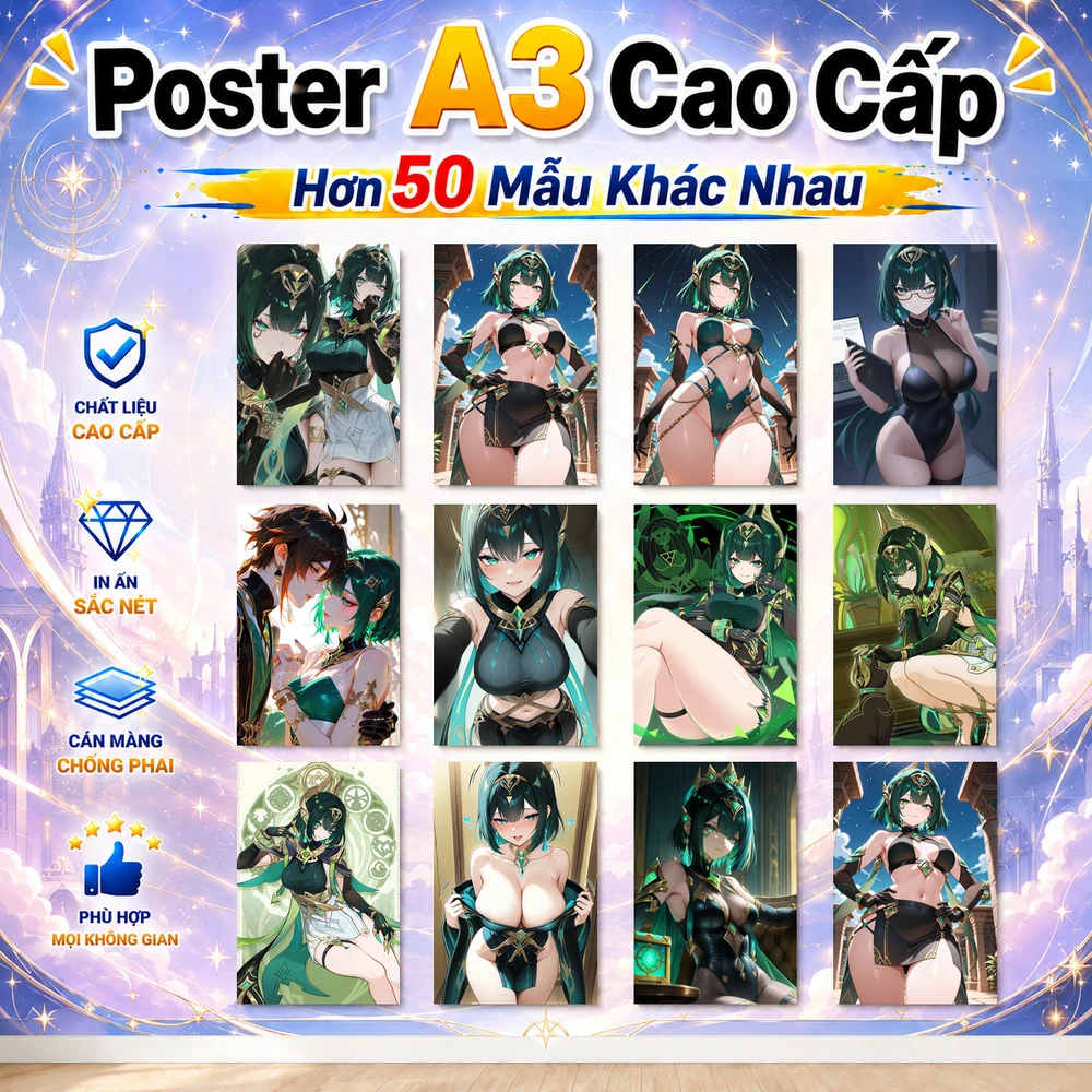 Poster A3 Nefer Genshin Impact Bền Đẹp Có Cán Màng Bóng Bề Mặt