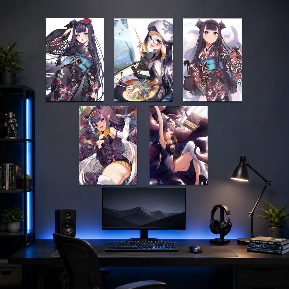 Poster A3 Ninomae Ina'nis Nhân Vật IDOL Hololive Bền Đẹp Có Cán Màng Bóng Bề Mặt