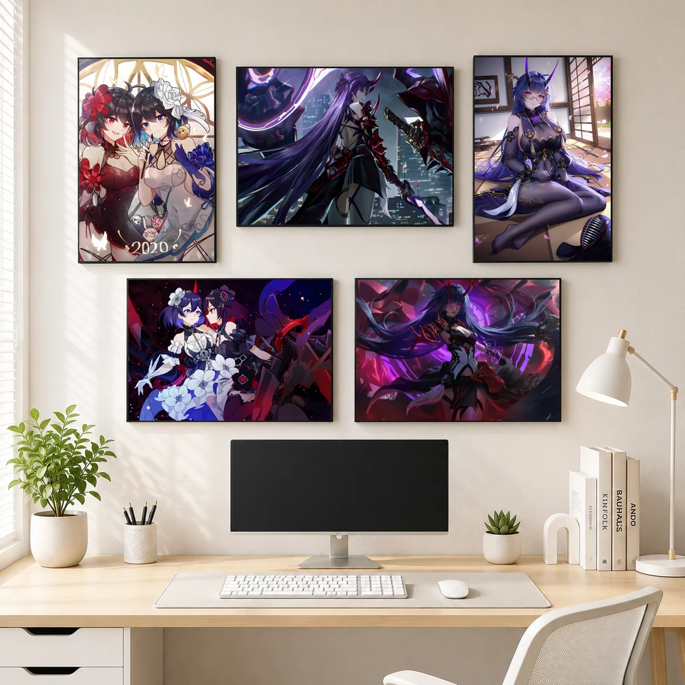 Poster A3 Raiden Mei & Seele Veliona Game Honkai Impact 3rd Bền Đẹp Có Cán Màng Bóng Bề Mặt