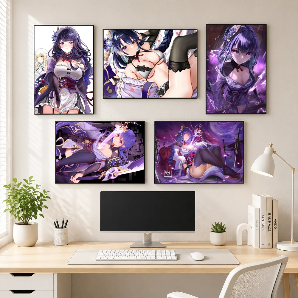 Poster A3 Raiden Shogun TH2 Game Genshin Impact Bền Đẹp Có Cán Màng Bóng Bề Mặt