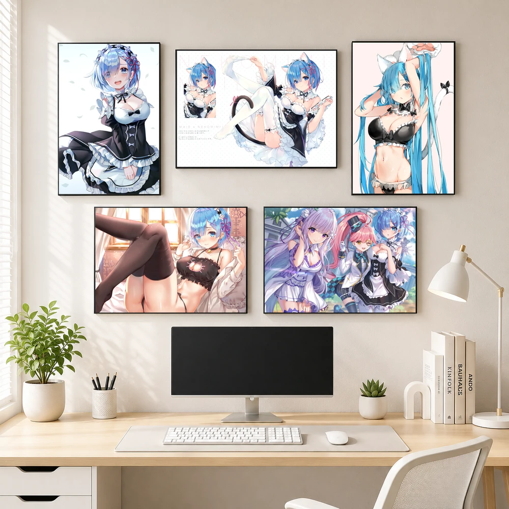 Poster A3 Rem Tổng Hợp 2 Anime Manga LightNovel Re Zero Bền Đẹp Có Cán Màng Bóng Bề Mặt