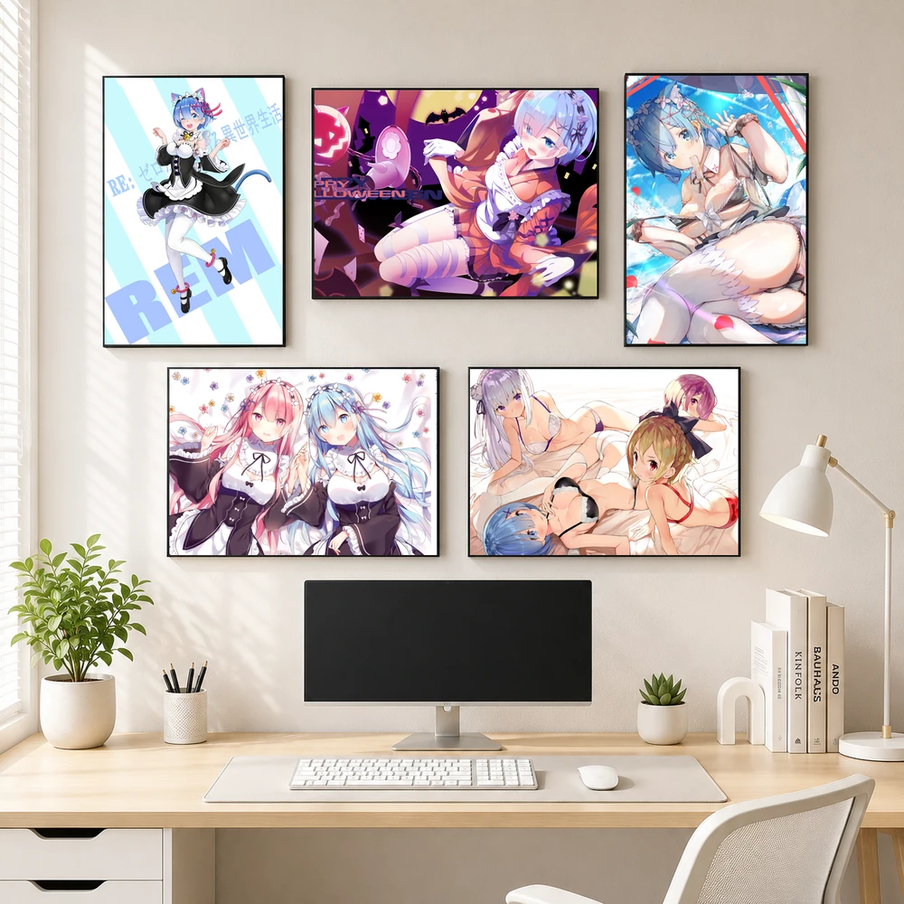 Poster A3 Rem Tổng Hợp 2 Anime Manga LightNovel Re Zero Bền Đẹp Có Cán Màng Bóng Bề Mặt