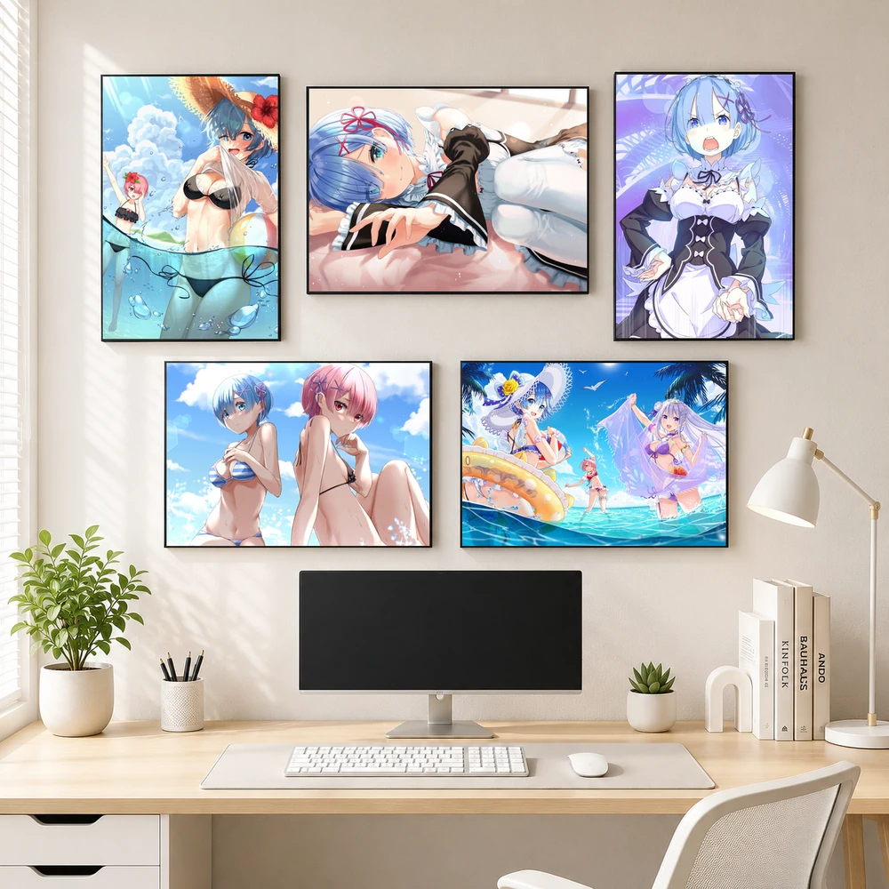 Poster A3 Rem Tổng Hợp 2 Anime Manga LightNovel Re Zero Bền Đẹp Có Cán Màng Bóng Bề Mặt