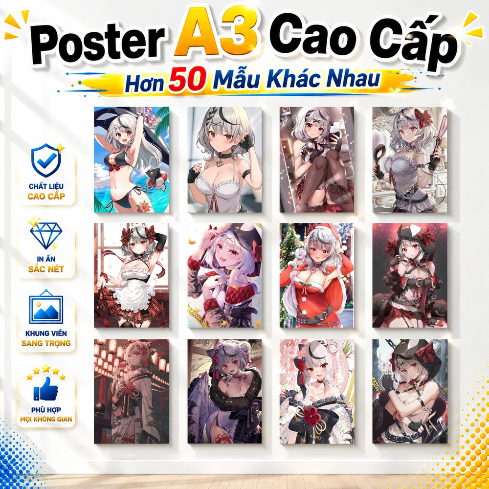 Poster A3 Sakamata Chloe Nhân Vật IODL Hololive Bền Đẹp Có Cán Màng Bóng Bề Mặt