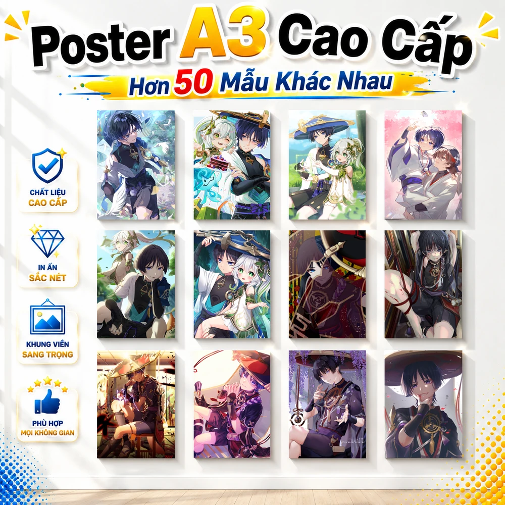 Poster A3 Scaramouche TH.1 Game Genshin Impact Bền Đẹp Có Cán Màng Bóng Bề Mặt