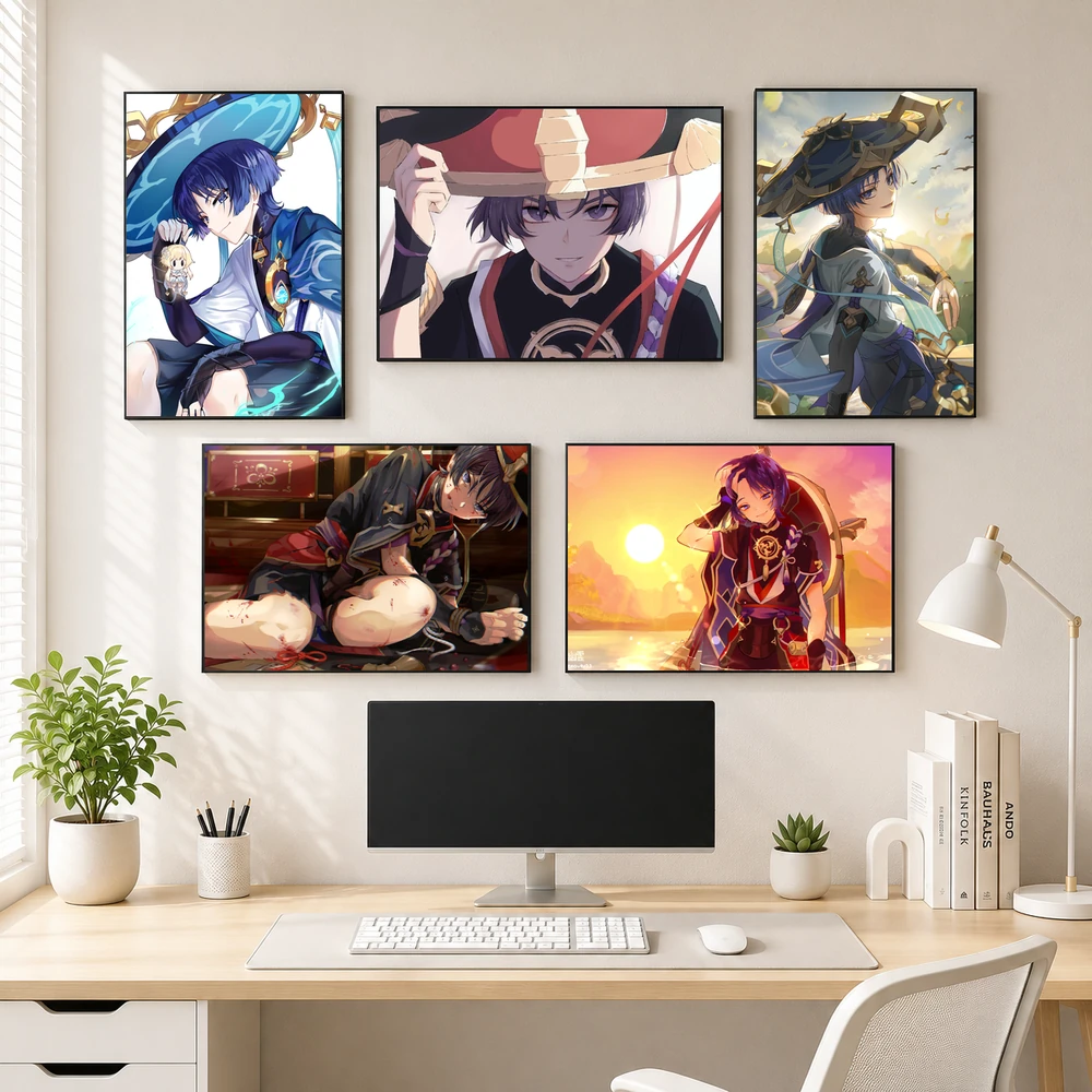 Poster A3 Scaramouche TH.2 Game Genshin Impact Bền Đẹp Có Cán Màng Bóng Bề Mặt