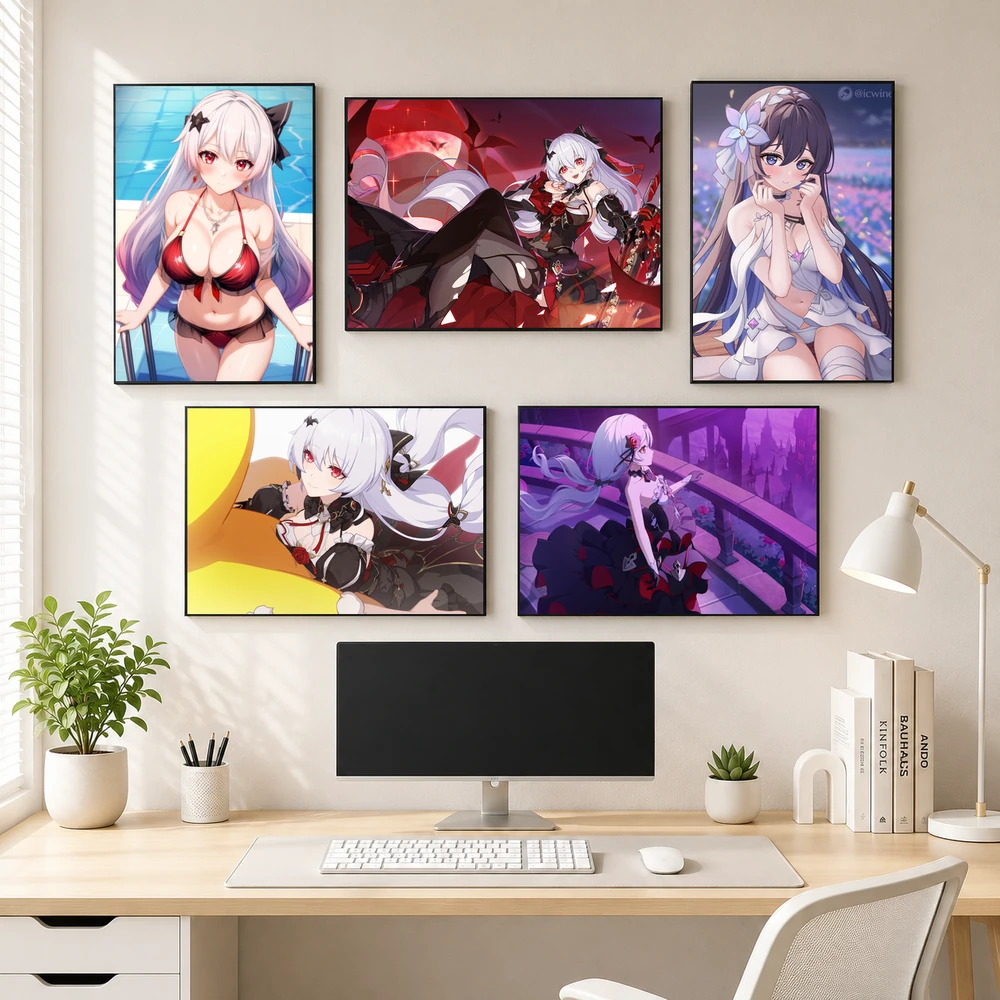 Poster A3 Seele Vollerei & Theresa Apocalypse Game Honkai Impact 3rd Bền Đẹp Có Cán Màng Bóng Bề Mặt