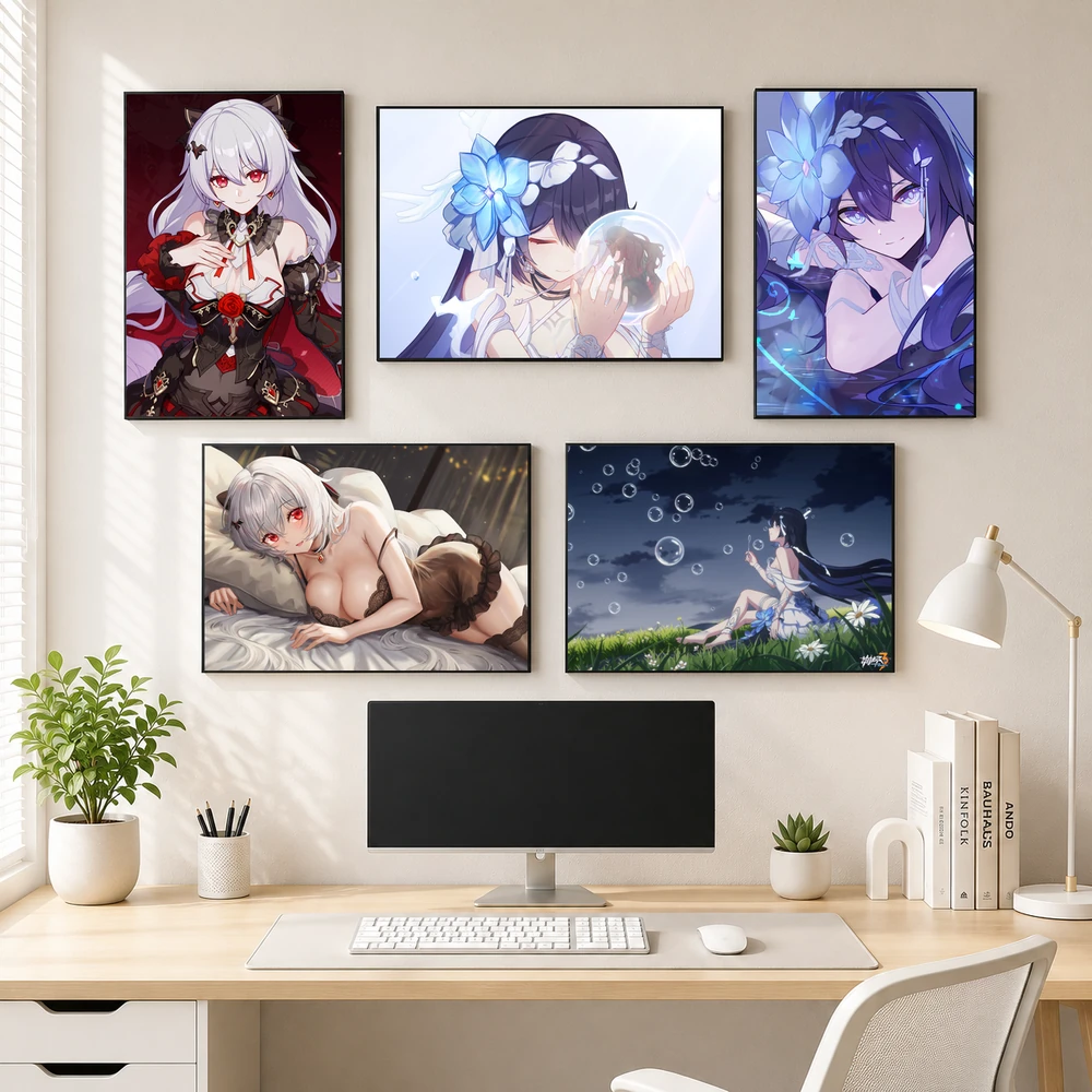 Poster A3 Seele Vollerei & Theresa Apocalypse Game Honkai Impact 3rd Bền Đẹp Có Cán Màng Bóng Bề Mặt