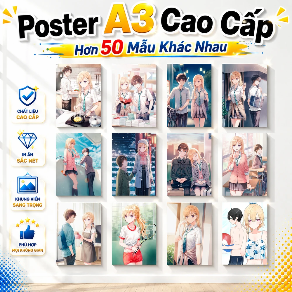 Poster A3 Seikatsu Anime Manga LightNovel Sống Cùng Em Kế Gimai Seikatsu Bền Đẹp Có Cán Màng Bóng Bề Mặt