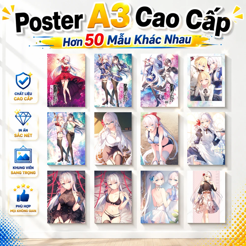 Poster A3 Seiken Anime Manga LightNovel Seiken Gakuin No Makentsukai Bền Đẹp Có Cán Màng Bóng Bề Mặt