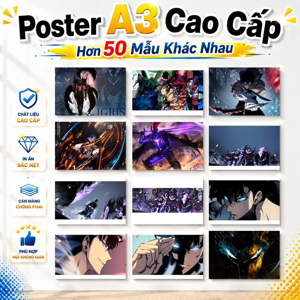 Poster A3 Solo leveling TH Anime Manhwa Solo leveling Bền Đẹp Có Cán Màng Bóng Bề Mặt