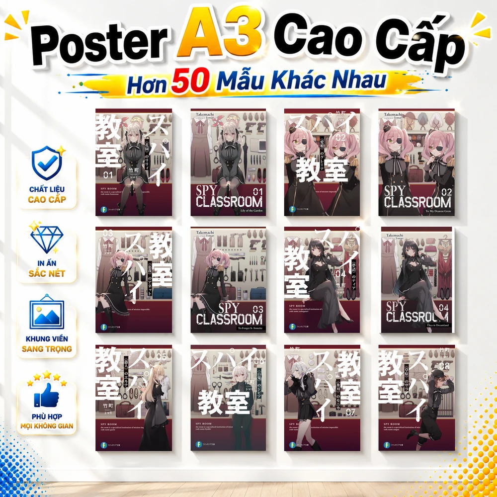 Poster A3 Spy Room Lớp học điệp viên Anime Manga Spy Room Bền Đẹp Có Cán Màng Bóng Bề Mặt