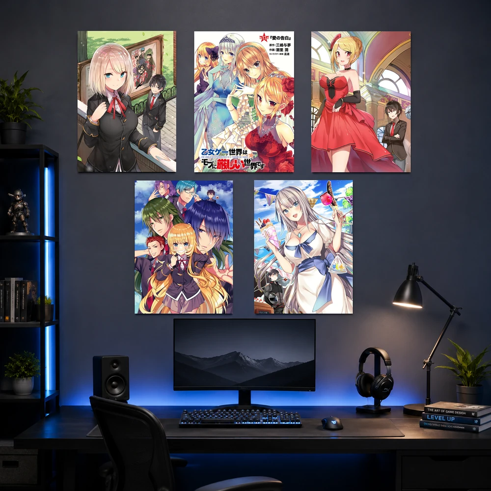Poster A3 Tổng Hợp Ảnh Mobuseka Anime Manga Lightnovel Otome Game Sekai wa Mob Bền Đẹp Có Cán Màng Bóng Bề Mặt