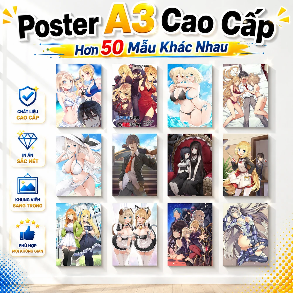 Poster A3 Tổng Hợp Ảnh Mobuseka Anime Manga Lightnovel Otome Game Sekai wa Mob Bền Đẹp Có Cán Màng Bóng Bề Mặt