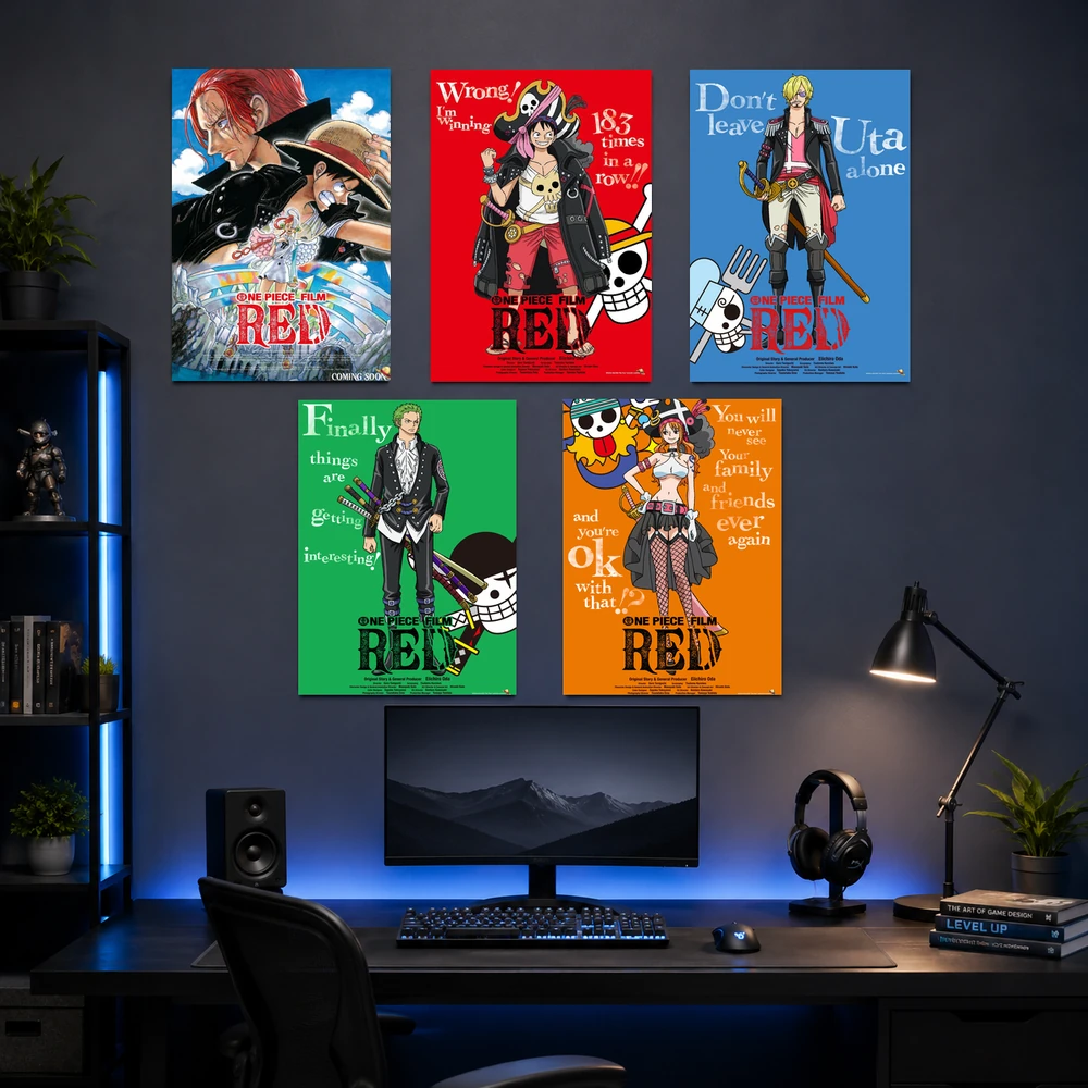 Poster A3 Tổng Hợp Anh OP RED Anime Manga One Piece Bền Đẹp Có Cán Màng Bóng Bề Mặt