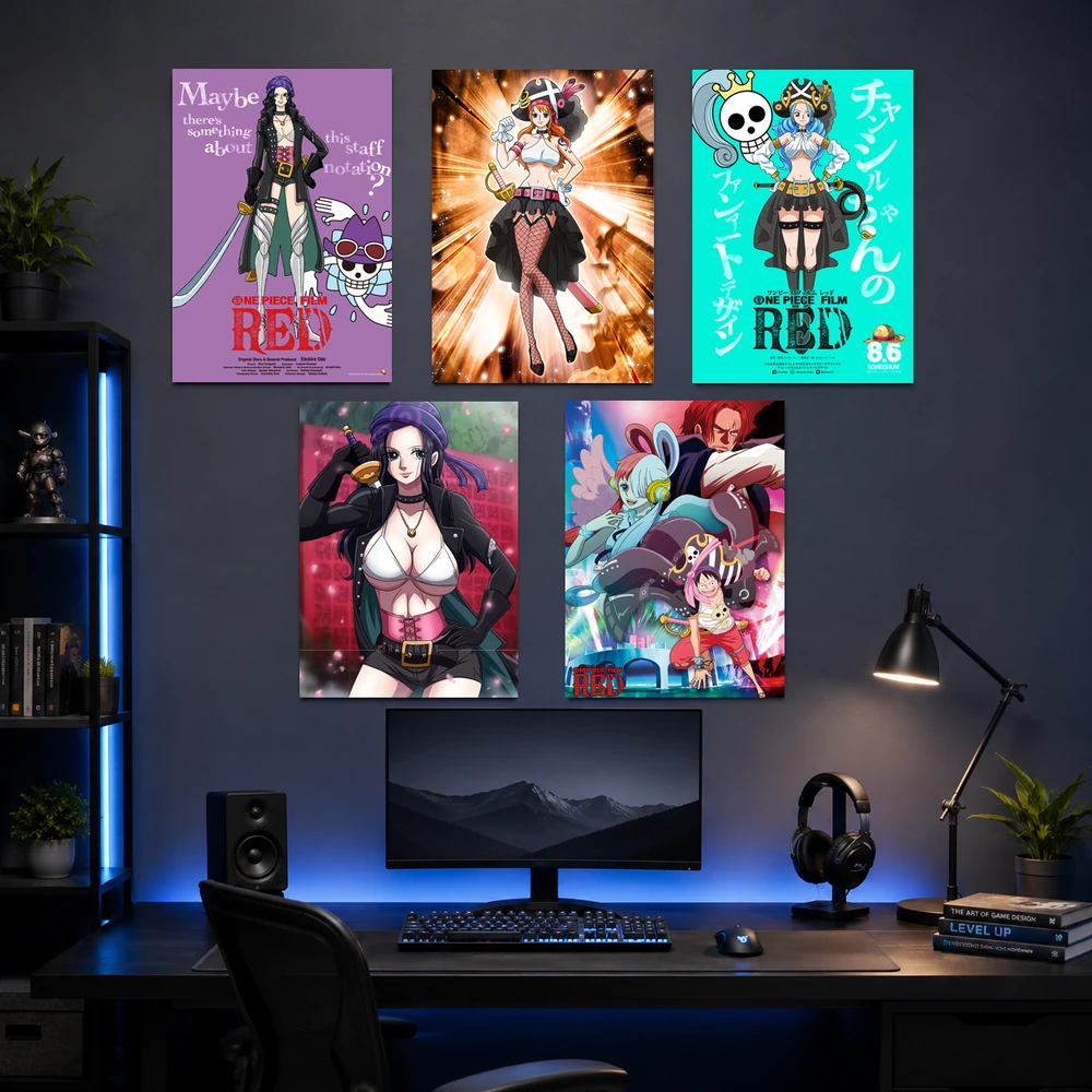 Poster A3 Tổng Hợp Anh OP RED Anime Manga One Piece Bền Đẹp Có Cán Màng Bóng Bề Mặt