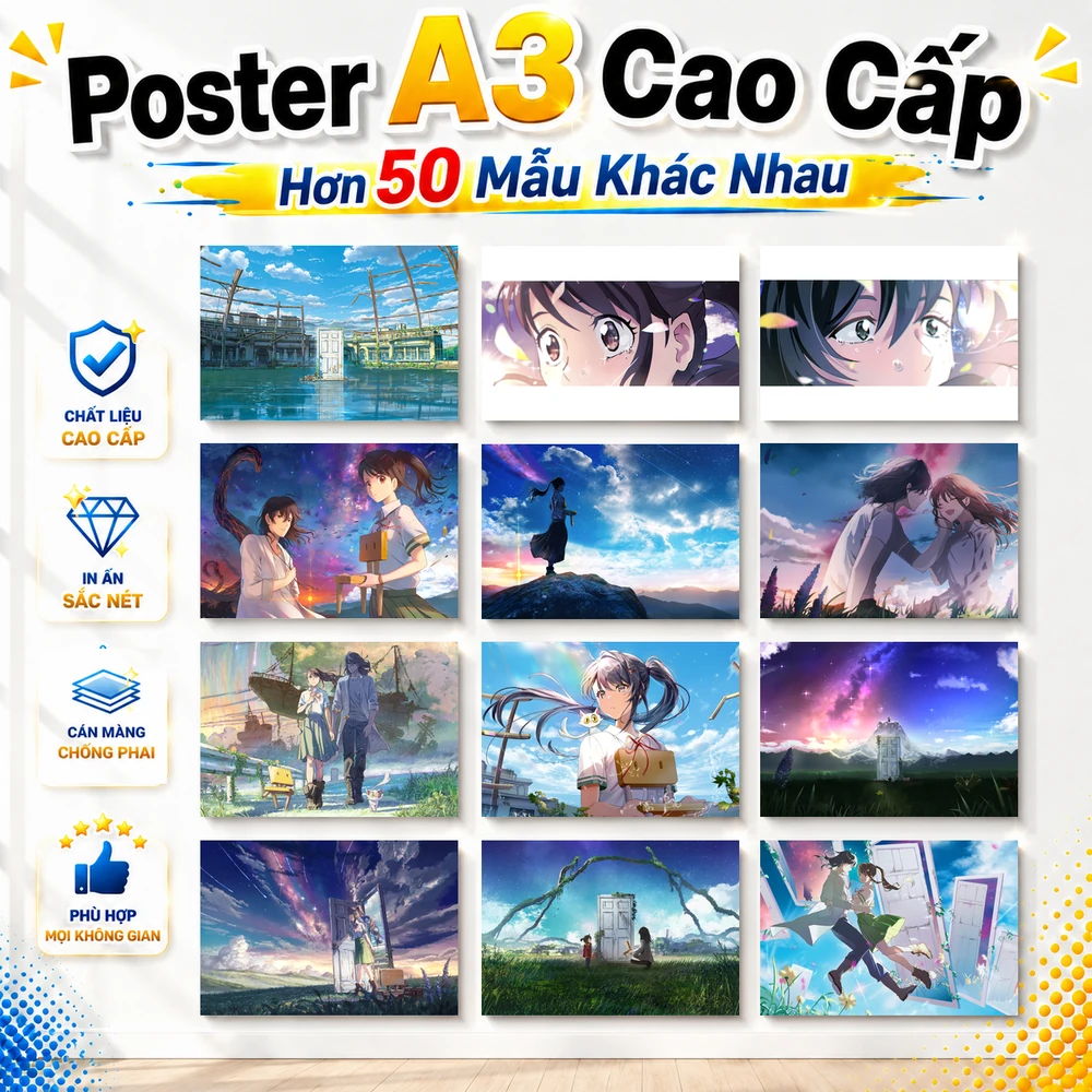 Poster A3 Tổng Hợp Ảnh Suzume Anime Movies Suzume no Tojimari Bền Đẹp Có Cán Màng Bóng Bề Mặt