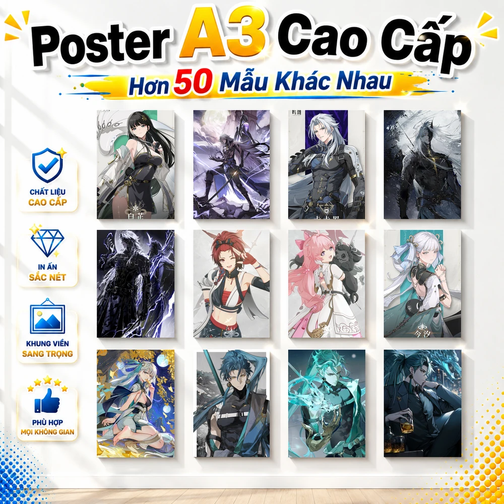 Poster A3 Tổng Hợp Ảnh WW Game Wuthering Waves Bền Đẹp Có Cán Màng Bóng Bề Mặt