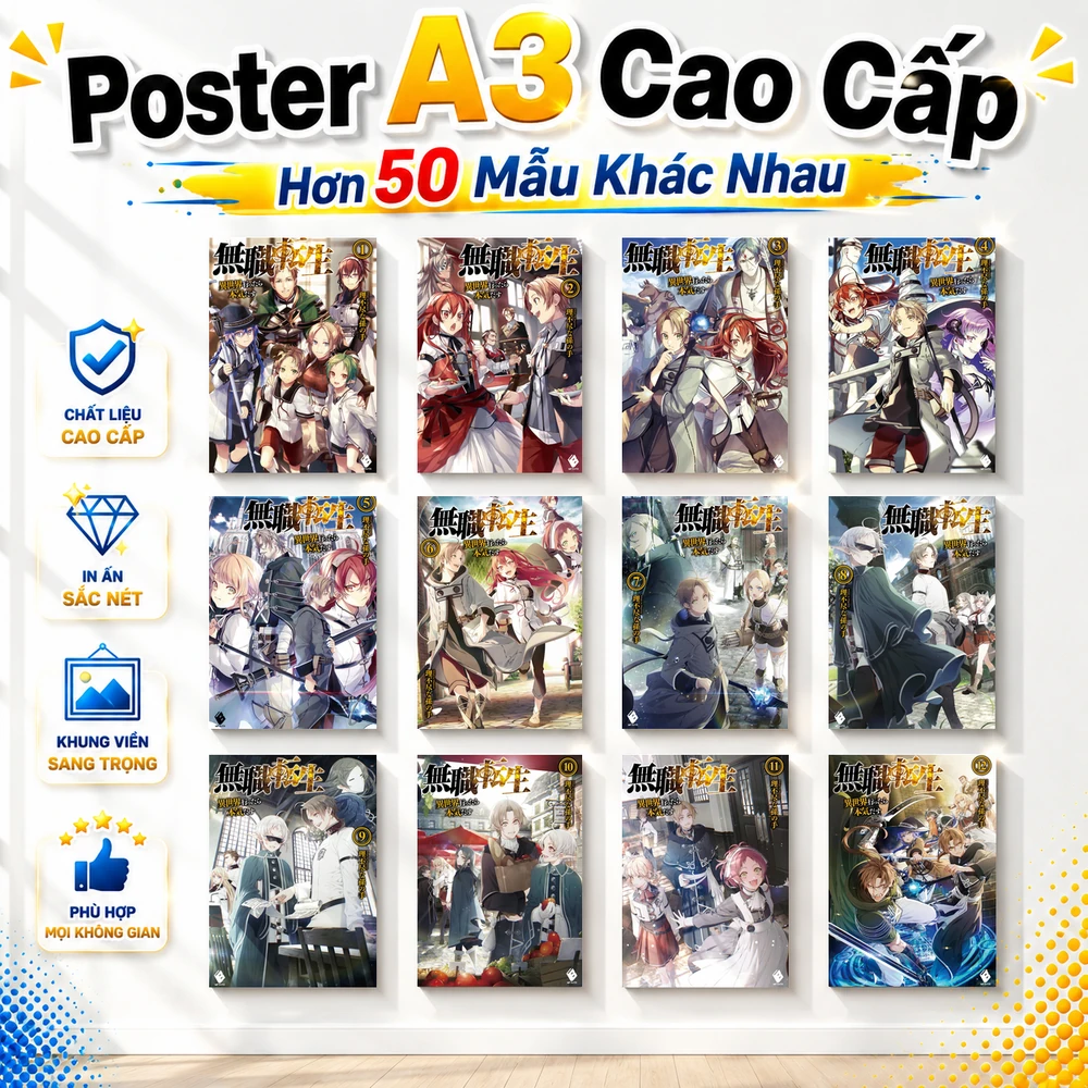 Poster A3 Tổng Hợp Ảnh MTEN Mushoku Tensei Thật Nghiệp Chuyển Sinh Bền Đẹp Có Cán Màng Bóng Bề Mặt
