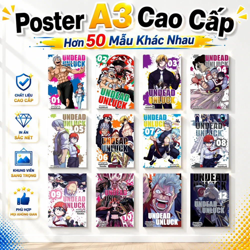 Poster A3 Undead Unluck Anime Manga Undead Unluck Bền Đẹp Có Cán Màng Bóng Bề Mặt