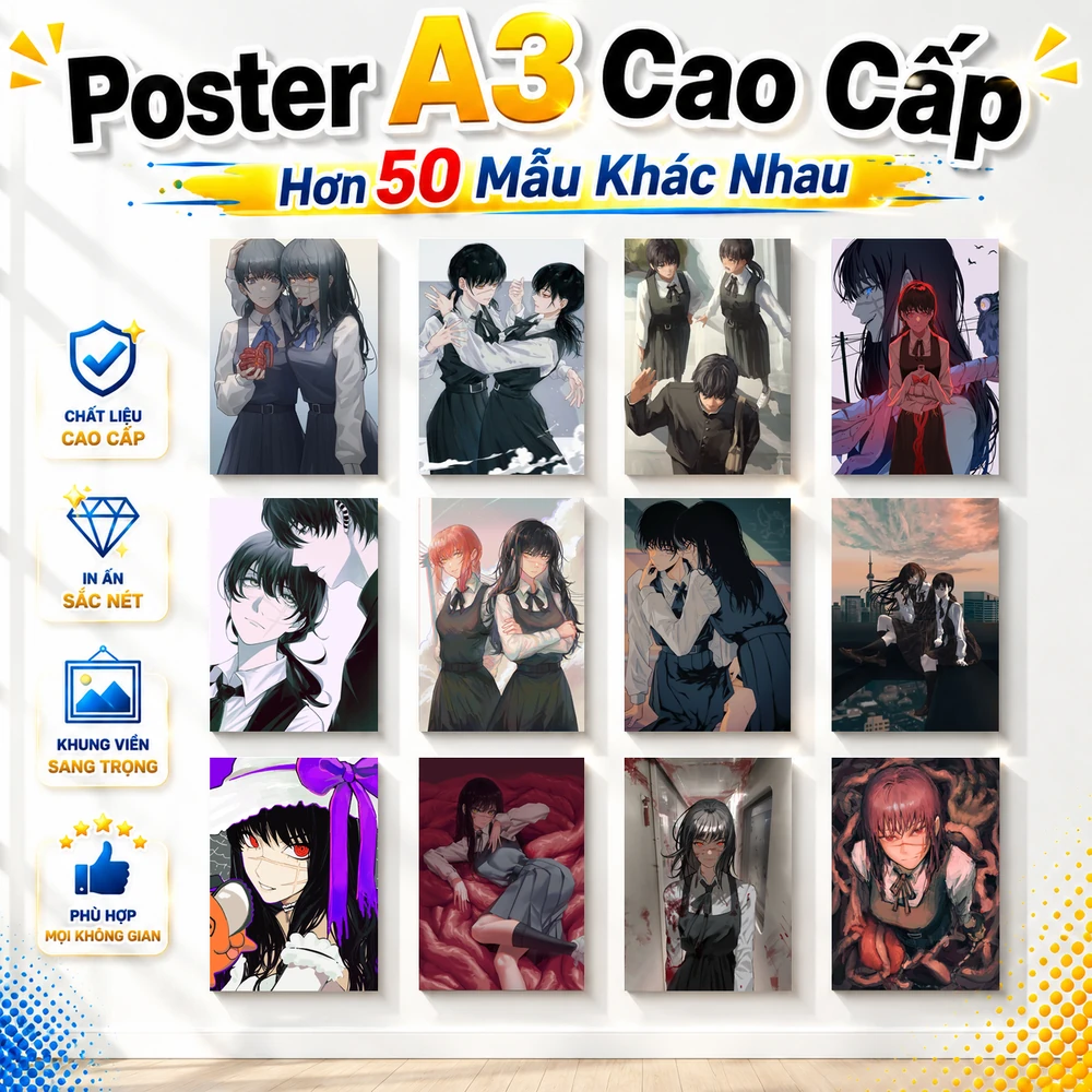 Poster A3 War Devil Asa Yoru Anime Manga Chainsaw Man Bền Đẹp Có Cán Màng Bóng Bề Mặt