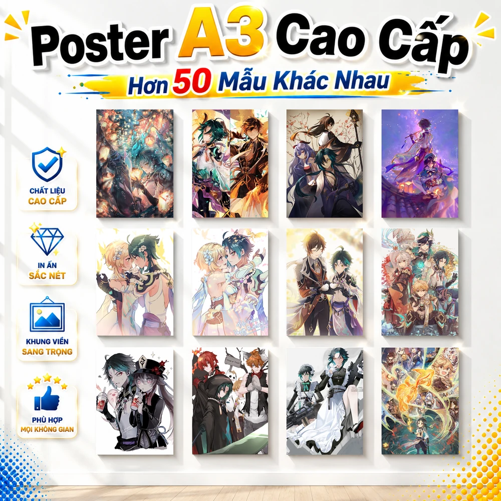 Poster A3 Xiao Game Genshin Impact Bền Đẹp Có Cán Màng Bóng Bề Mặt