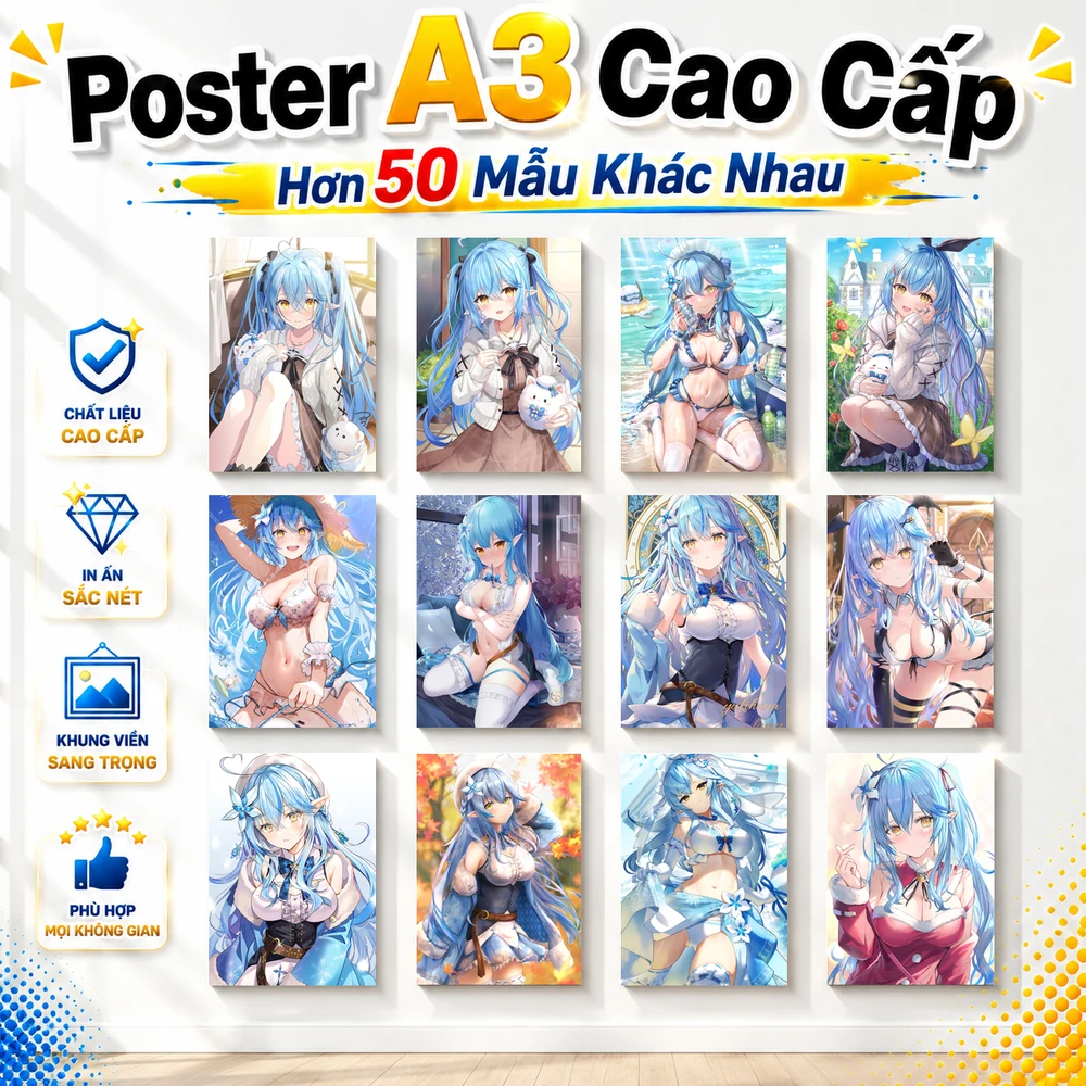 Poster A3 Yukihana Lamy Nhân Vât IDOL Hololive Bền Đẹp Có Cán Màng Bóng Bề Mặt